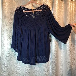 New Directions Navy Top